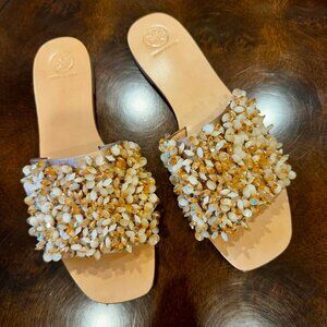 Tory Burch Logan Crystal Slide Sandals - Rose Satin, Women’s Size 11